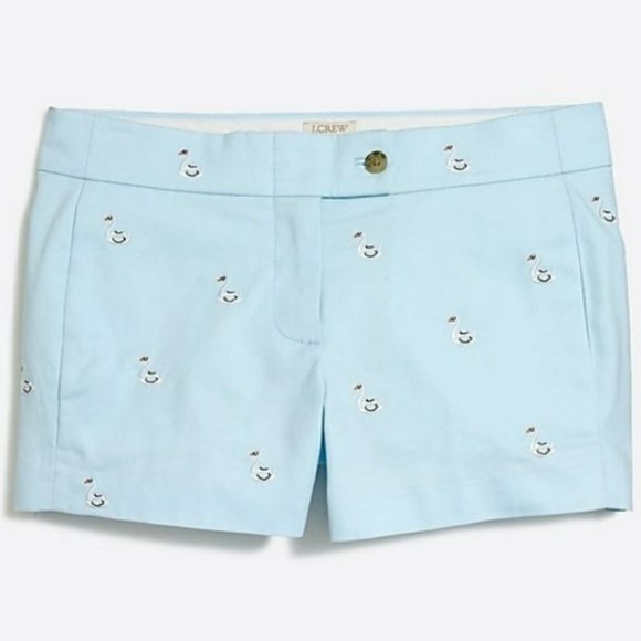 J.Crew NWT Swan Embroidered Chino Shorts size 6 - Picture 2 of 7